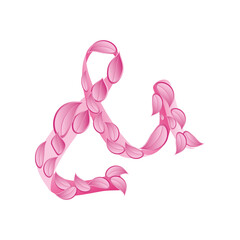 Obraz na płótnie Canvas detailed pink ribbon, badge, breast cancer awareness