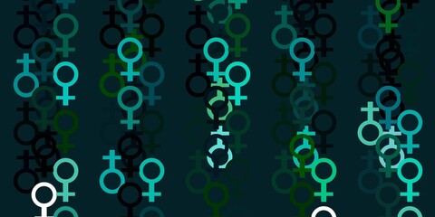 Light Blue, Green vector texture with women's rights symbols.