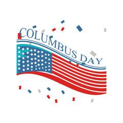 usa flag with columbus day label on white background