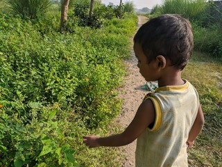 child portrait in natural Outdoor greenery