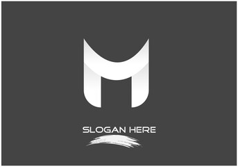 vector illustration of gradient white color folded creative capital letter M logo design isolated on black background