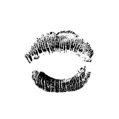 Lips track print. Stamp of mouth isolated on white background. Vector illustration.