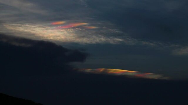 Time lapse of the Iridescent clouds in the sky
