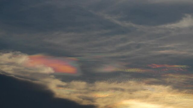 Time lapse of the Iridescent clouds in the sky
