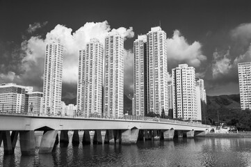 high rise residential building in Hong Kong city