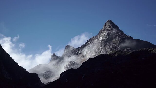 Mount Carstensz covered with clouds HD Stock Footage Video
