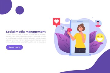 Content SMM manager strategy processes concept. Flat vector illustration.
