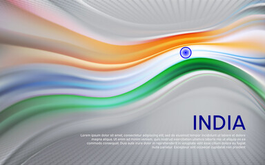 India flag background. Blurred pattern of light lines in the colors of the indian flag, business booklet. State banner, Indian poster, patriotic cover, flyer. Vector tricolor design