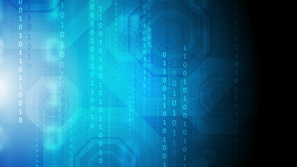 Dark blue technology background with binary code