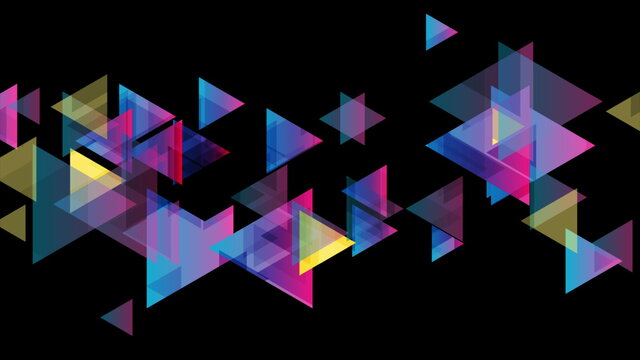 Colorful neon retro triangles tech abstract background