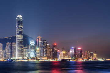 Fototapeta premium Awesome night view of Hong Kong Island skyline