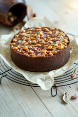 Cheesecake. Soft cottage cheese cake with nuts. High quality photo.