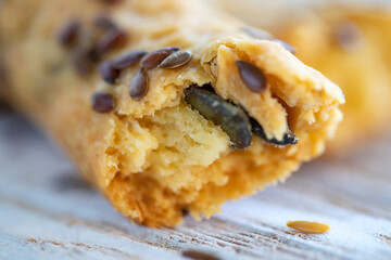 Bread sticks. bread product in the form of long sticks. Product for soup. High quality photo.