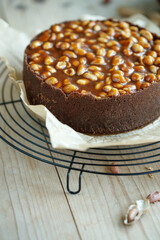 Cheesecake. Soft cottage cheese cake with nuts. High quality photo.