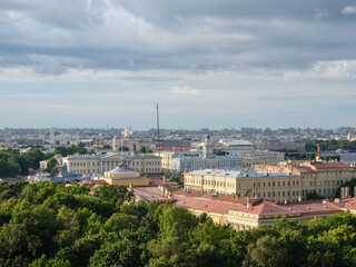 Fototapeta na wymiar 27 of July 2020 -Saint Petersburg, Russia: Petersburg aerial view in summer day