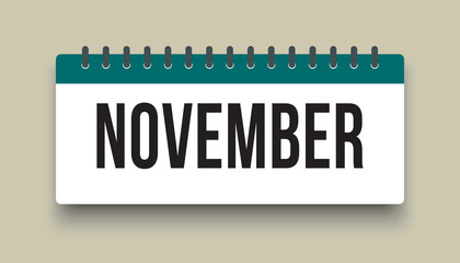 Vector icon day calendar, autumn month November