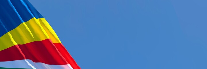 3D rendering of the national flag of Seychelles waving in the wind