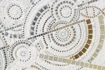 The cement walls are decorated with glass and tile  texture background