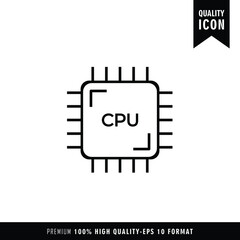 CPU black color of flat simple icon. Web apps security Kit illustration vector of the mobile application. The modern style of design. Line single minimalistic sign