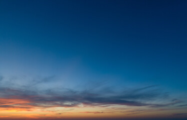 Large panorama with sunset sky with multicolor clouds