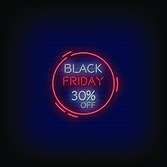 Black Friday Neon Signs Style Text Vector