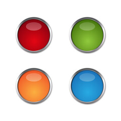 Vector Glossy Buttons Design set. 4 color Glossy icon Design set.Red, Blue, Green, and Orange Gossy Buttons Design