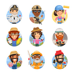 Cartoon People Avatars with Different Professions