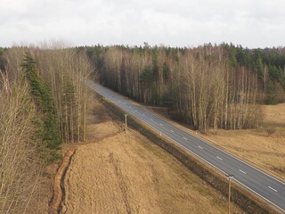 Road in autumn from above.