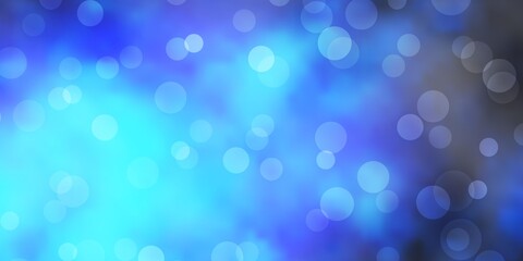 Dark BLUE vector backdrop with dots. Abstract decorative design in gradient style with bubbles. Pattern for wallpapers, curtains.