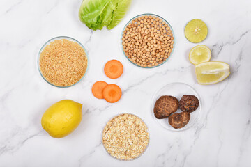 Vitamin nutrition, Natural supplement from organic fresh fruit, wholegrain cereals and vegetable, Healthy beauty food diet.