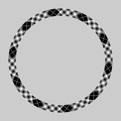 Naklejka premium Circle borders and frames vector. Round border pattern geometric vintage frame design. Scottish tartan plaid fabric texture. Template for gift card, collage, scrapbook or photo album and portrait..