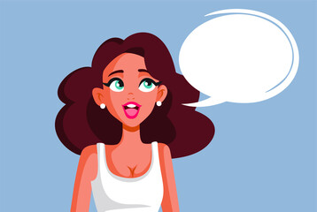 Cartoon Illustration of Woman with Speech Bubble
