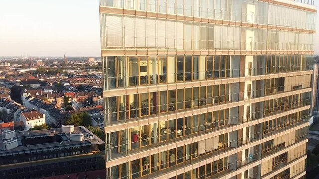 Stadttor building D&uuml;sseldorf Medienhafen drone flight 23,976fps 1920x1080px