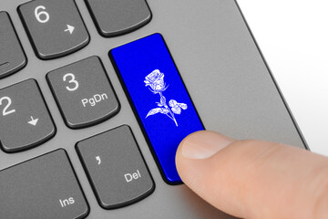 Computer keyboard with flower key