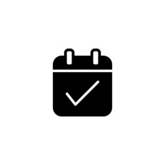 Schedule Icon in black flat glyph, filled style isolated on white background