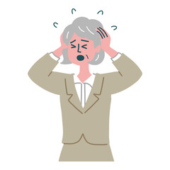 スーツ　女性　シニア　士業　焦っている
