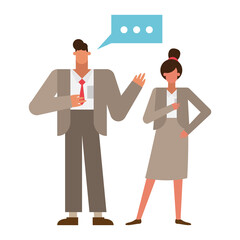 Businessman and businesswoman with bubble vector design