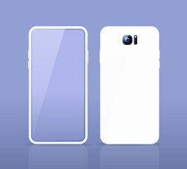 Realistic White Detailed Smartphone Mockup Background on Grey Background . Isolated Vector Elements