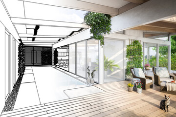 Luxury Residential Villa Terrace Design (illustation) - 3d visualization