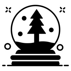 
Xmas tree inside a snowglobe, vector design of christmas globe 
