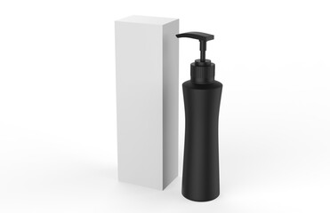 Cosmetic plastic bottle with dispenser pump. Liquid container for gel, lotion, cream, shampoo, bath foam. Beauty product package. 3d illustration.