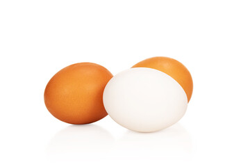 Three eggs on white