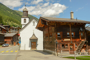 Traditional wooden chalet at Geschinen on Valais in Switzerland