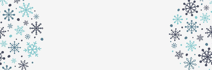 Design of Christmas banner with snowflakes and copyspace. Xmas ornament. Vector