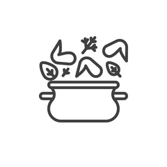 Chicken wings soup line icon. linear style sign for mobile concept and web design. Cooking chicken soup outline vector icon. Symbol, logo illustration. Vector graphics
