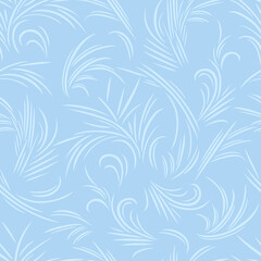 Fototapeta na wymiar Ice pattern on frosty window seamless pattern. Vector illustration of winter design. Simple flat style. Abstract blue background.