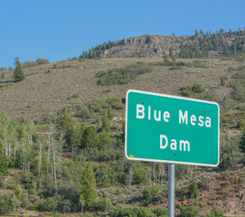 The sign at Blue Mesa Dam at the Black Canyon in Colorado