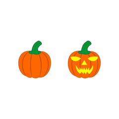 Pumpkin icon,Halloween icon vector symbol of horror isolated illustration white background