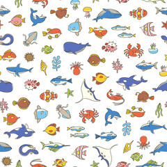 Seamless pattern of a pretty fish,