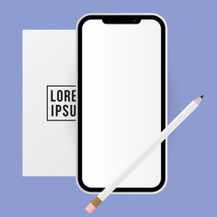 Mockup smartphone pencil and card vector design